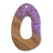 Holz Anhänger Irregular Purple transparent-gold-brown