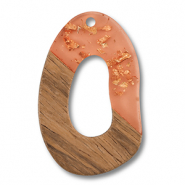 Holz Anhänger Irregular Orange transparent-gold-brown