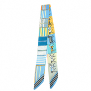Bandana Schal mit Pferd/Gerade Linien Light blue-beige-yellow