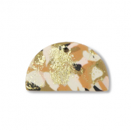 Polymer Anh&auml;nger Halbrund Brown-pink-white-gold