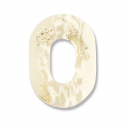 Polymer Anh&auml;nger Oval Off white-beige-gold