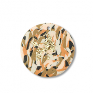 Polymer Anh&auml;nger Rund Brown-pink-white-gold