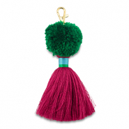 Schlüsselanhänger Pompom mit Quaste Green-magenta-blue