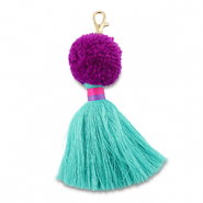 Schlüsselanhänger Pompom mit Quaste Purple-turquoise-fuchsia