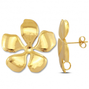 Stainless Steel - Rostfrei Stahl Schmuckzubehör Ohrringe / Ohrstecker Blume mit Öse Gold