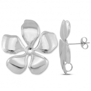 Stainless Steel - Rostfrei Stahl Schmuckzubehör Ohrringe / Ohrstecker Blume mit Öse Silver