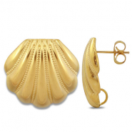 Stainless Steel - Rostfrei Stahl Schmuckzubeh&ouml;r Ohrringe / Ohrstecker Muschel mit &Ouml;se Gold
