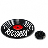Anstecker LP "Records" Black-white-red