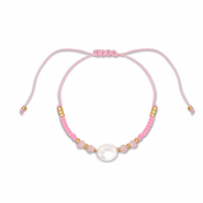 Trendy Fusskettchen Gemischte Perlen Pink-white-gold
