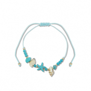 Trendy Fusskettchen Gemischte Perlen Turquoise-gold