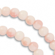 6 mm Glasperlen Light coral pink-white