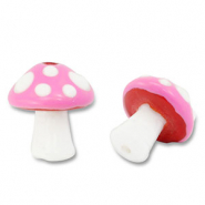 Handbemalt Glasperlen Fliegenpilz Pink-white-red