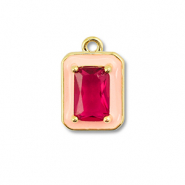 Brass TQ Metall Anhänger Rechteck Gold-cream pink-berry wine red
