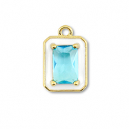 Brass TQ Metall Anhänger Rechteck Gold-white-light blue