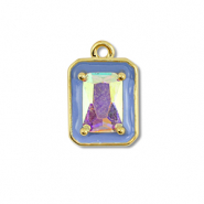 Brass TQ Metall Anhänger Rechteck Gold-blue-AB coating