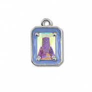 Brass TQ Metall Anhänger Rechteck Silver-blue-AB coating