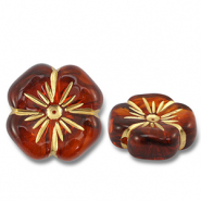 Acrylperlen Blume Cognac brown-gold