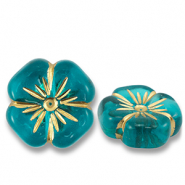 Acrylperlen Blume Teal blue-gold