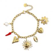 Armbänder aus Stainless Steel - Rostfreiem Stahl mit Anhänger Sommer Gold-red-white