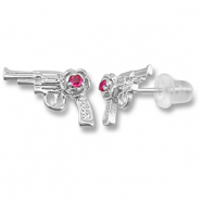 Brass TQ Metall Ohrringe / Ohrstecker Revolver Silver-dark pink