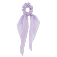 Scrunchie-Stoff Haargummi mit langem Band Dots Light purple