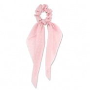 Scrunchie-Stoff Haargummi mit langem Band Dots Light peach pink