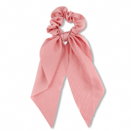 Scrunchie-Stoff Haargummi mit langem Band Coral pink