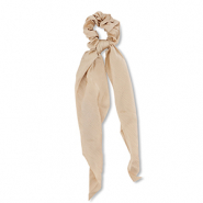 Scrunchie-Stoff Haargummi mit langem Band Beige brown