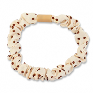 Scrunchie-Stoff Haargummi Dots Off white-brown