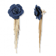 Trendy Denim-Look Ohrringe Blume Denim blue-gold
