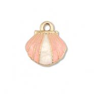 Metall Anh&auml;nger Enamel Muschel Gold-light pink-white