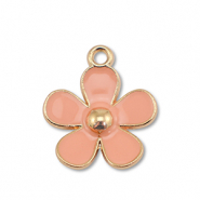 Metall Anh&auml;nger Enamel Blume Gold-peach pink