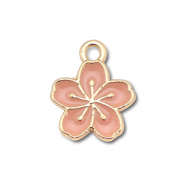 Metall Anh&auml;nger Enamel Blume Gold-vintage pink