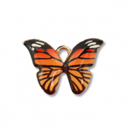 Metall Anh&auml;nger Enamel Schmetterling Gold-orange-black