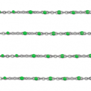 Stainless Steel - Rostfrei Stahl Schmuckzubeh&ouml;r Gliederkette 1mm Silver-green