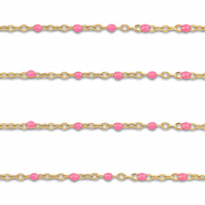 Stainless Steel - Rostfrei Stahl Schmuckzubeh&ouml;r Gliederkette 1mm Gold-pink