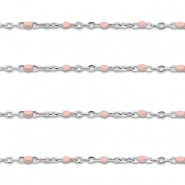 Stainless Steel - Rostfrei Stahl Schmuckzubeh&ouml;r Gliederkette 1mm Silver-light pink