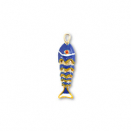 Brass TQ Metall Anhänger Fisch Gold-blue-yellow-white