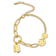 Armb&auml;nder aus Stainless Steel - Rostfreiem Stahl Smiley Gold