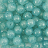 6 mm Glasperlen mit Glitzer Turquoise blue-gold
