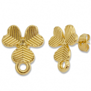 Stainless Steel - Rostfrei Stahl Schmuckzubeh&ouml;r Ohrringe / Ohrstecker Gl&uuml;cksklee mit &Ouml;se Gold