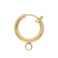 Stainless Steel - Rostfrei Stahl Schmuckzubeh&ouml;r Clip-Creolen mit &Ouml;se 14mm Gold