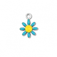 Stainless Steel - Rostfrei Stahl Anh&auml;nger Blume Silver-blue-yellow
