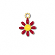Stainless Steel - Rostfrei Stahl Anh&auml;nger Blume Gold-dark red-yellow