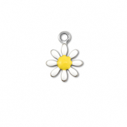 Stainless Steel - Rostfrei Stahl Anh&auml;nger Blume Silver-white-yellow
