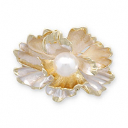 Broschen Blume mit Perle Gold-white