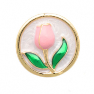 Anstecker Tulpe Gold-light pink-green-white