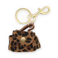Schl&uuml;sselanh&auml;nger Handtasche mit Leopard-Print Brown-black-gold