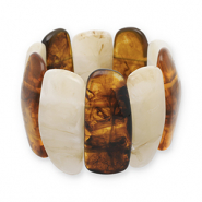 Resin-Armbänder Transparent amber brown-off white-beige