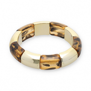 Resin-Armbänder mit Leopard-Print Gold-transparent light amber brown-black